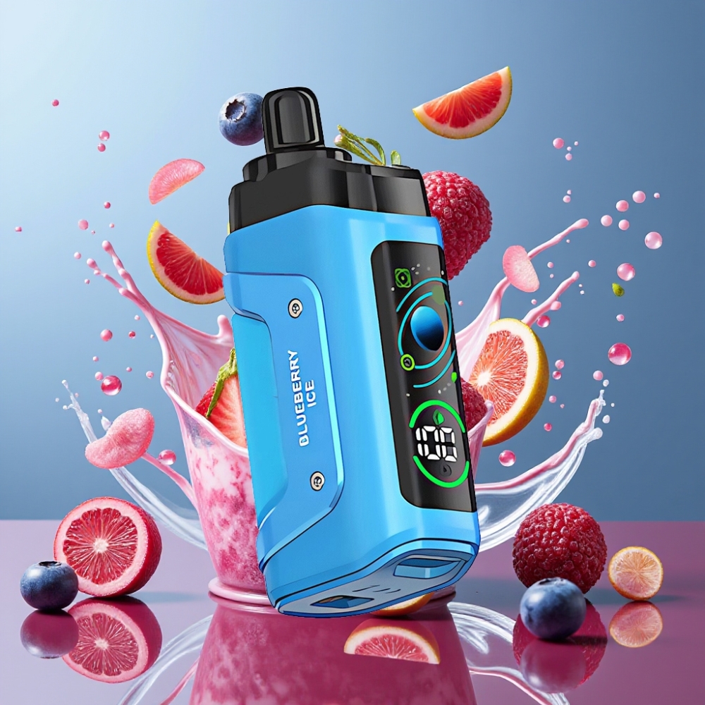 Razz Bar 45000 Pust Justerbar Luftstrøm Blåbær Is 1.0 Ohm Mesh Coil Type-C Genopladelig 20 mg/ml Engros Danmark