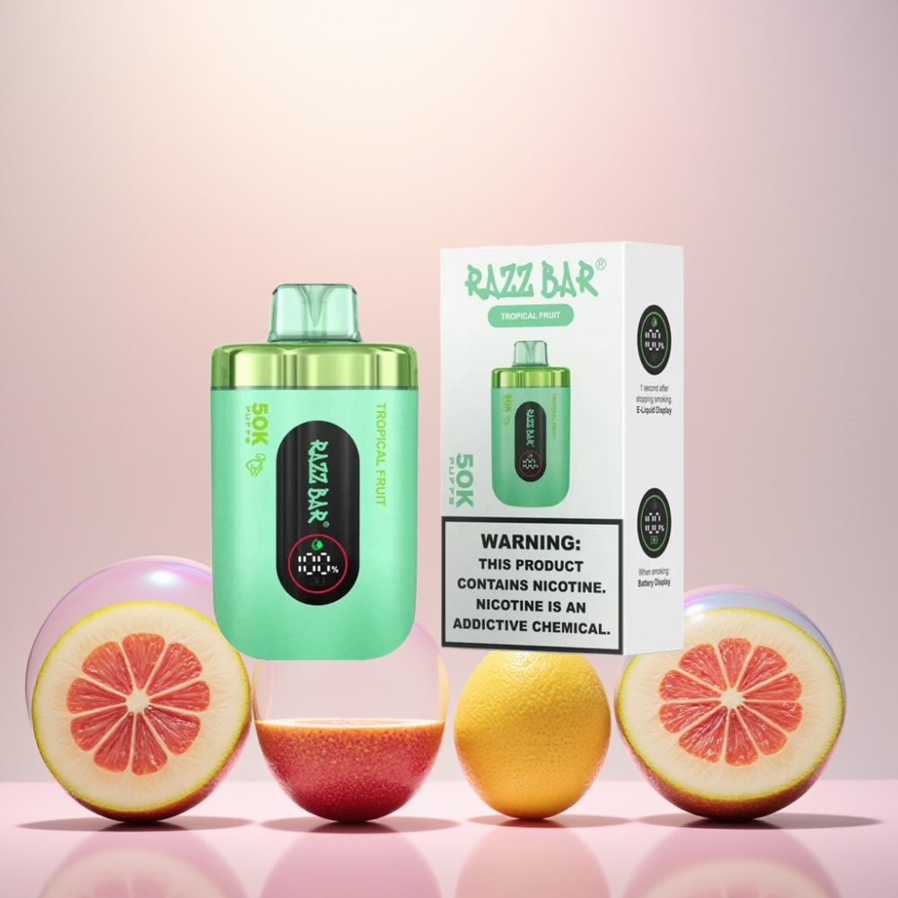 Razz Bar 50K Puffs Tropisk Frugt 1.0Ω Mesh 650mAh Type-C 2% Nic Engros Danmark
