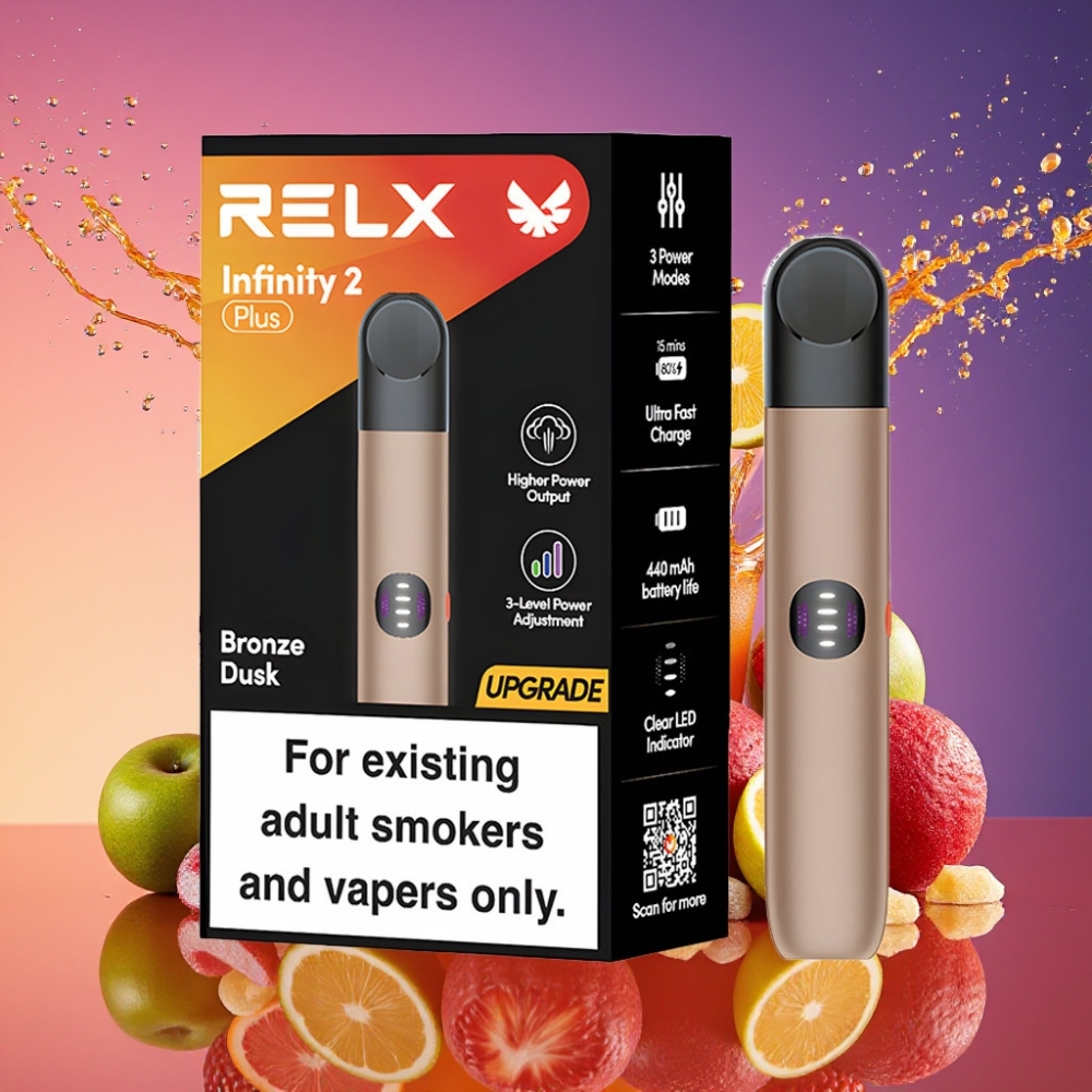 RELX Infinity 2 Plus 600 puff Bronze Dusk 6.5W-8W-10W 440mAh Type-C 1.9ml Engros Danmark