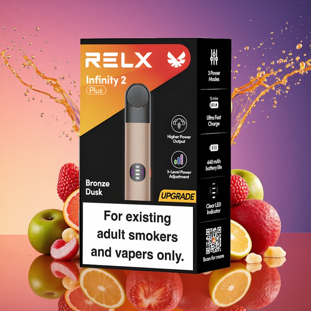 RELX Infinity 2 Plus 600 puff Bronze Dusk 6.5W-8W-10W 440mAh Type-C 1.9ml Engros Danmark