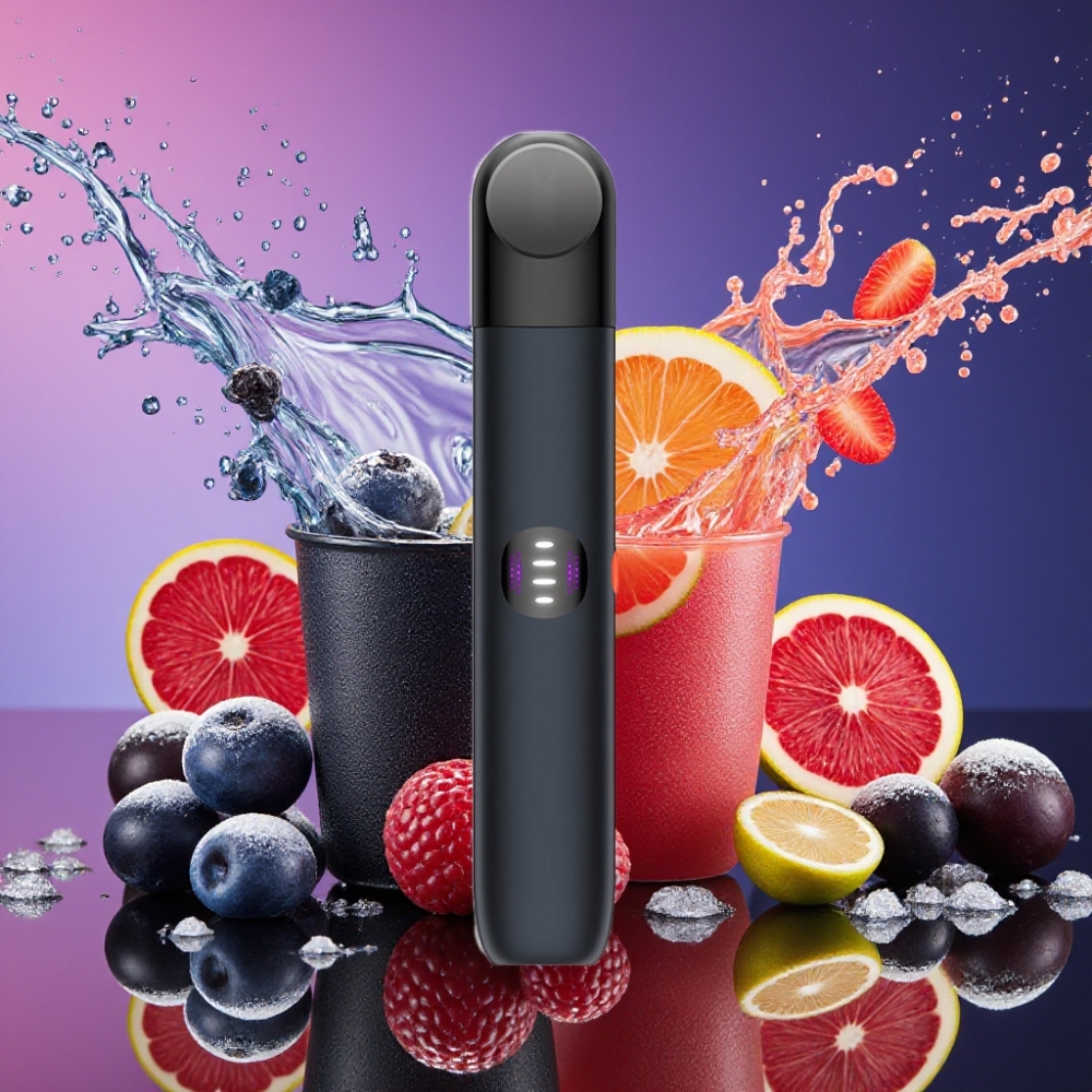 RELX Infinity 2 Plus 600 puffs 3 tilpasningsmodi 6.5W-10W 440mAh Type-C 1.9ml Sort Safir Engros Danmark