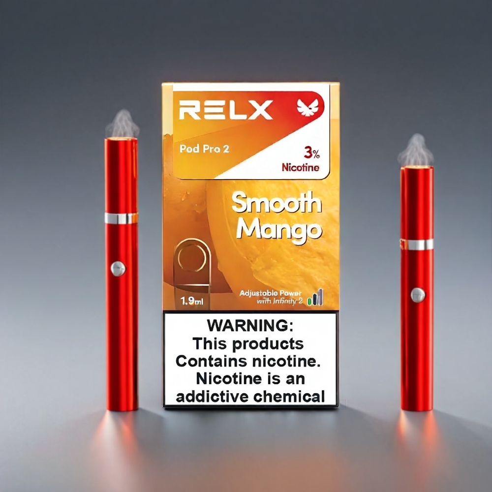 RELX Pod Pro 2 3%/5% 600 puffs 1,9ml 2/3 pods 5,5W/6,5W/8W Blød Mango Engros Danmark