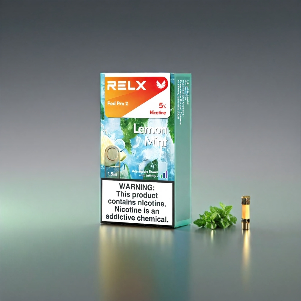 RELX Pod Pro 2 E-Damp Citron Mynte – 5% Nikotin, 600 puff, 1.9ml, Engros Danmark