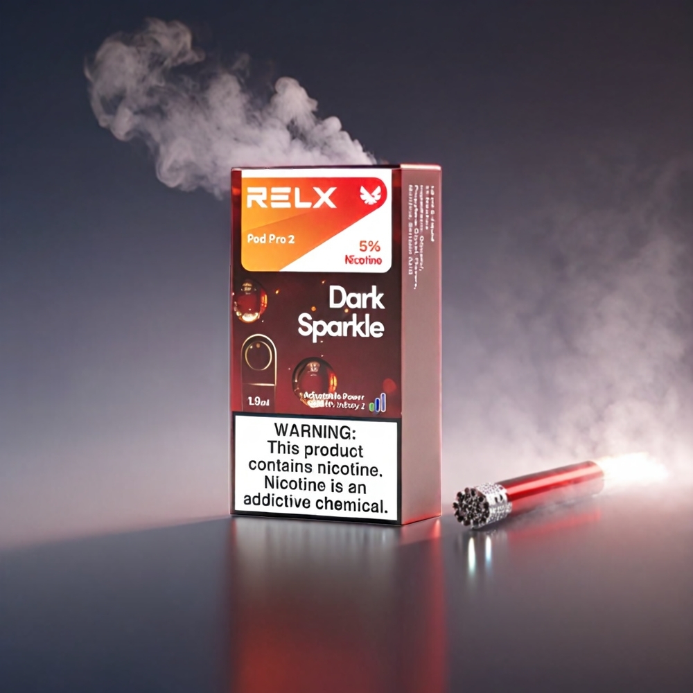 RELX Pod Pro 2 Vape Mørk Glitre Nicotine 5% 1.9ml 3 Voltage 600 Puffs 3 Pods/Pack Engros Danmark