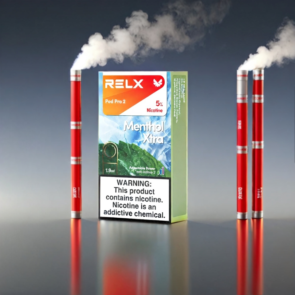RELX Pod Pro 2 Vape Menthol Xtra 3%/5% 600 puffs 1.9ml 2/3 pods 5.5W/6.5W/8W Engros Danmark