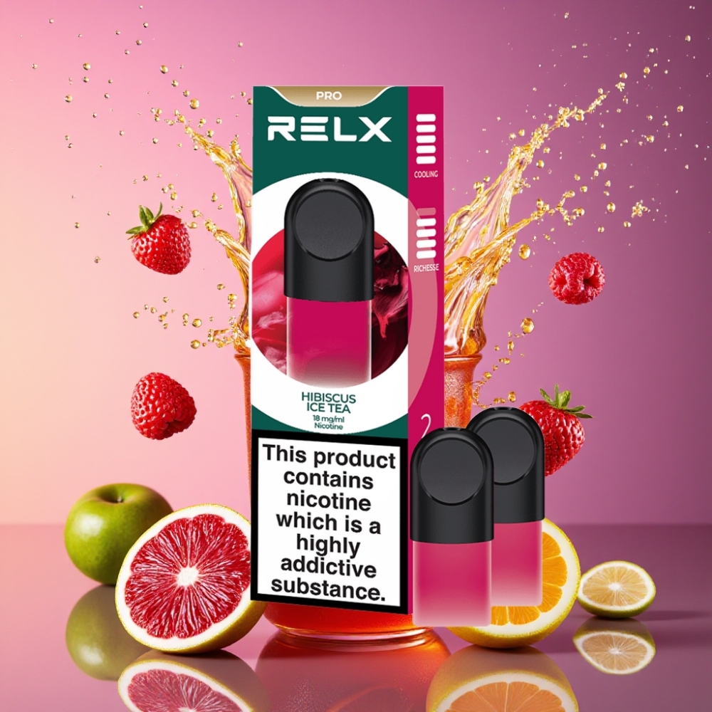 RELX Pod Pro 1 Mund Hibiscus Is Te Stor Smag & Ultra Blød Oplevelse 1,8% Nicotin 1,9 ml Engros Danmark