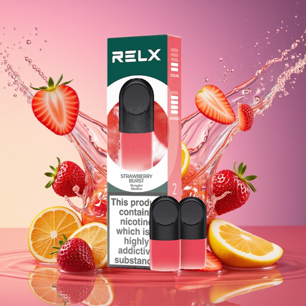 RELX Pod Pro 1 Mund Jordbærsprøjt 1,8% Nikotin 1,9 ml Engros Danmark