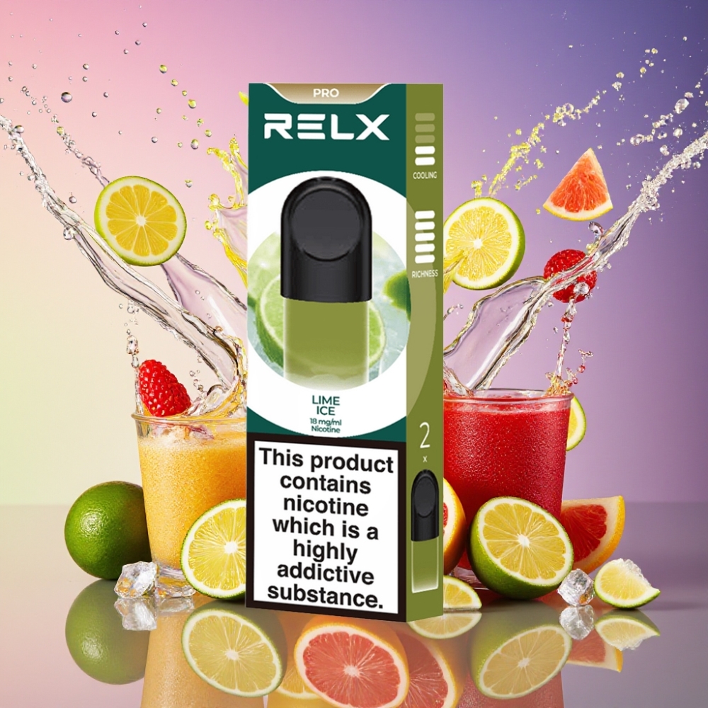 RELX Pod Pro 1 Mund Lime Is 1,8% Nicotin 1,9 ml Behagelig Temperatur Optimerede Modstand Følsom Aktivering Støjsvag Rig Damp Engros Danmark