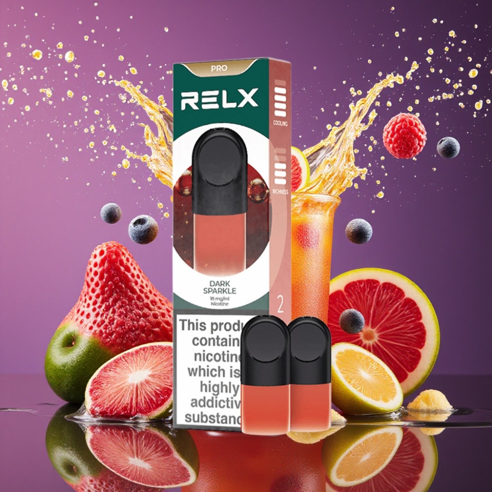 RELX Pod Pro 1 Mund Mørk Glitre 1,8% Nicotin 1,9 ml Engros Danmark