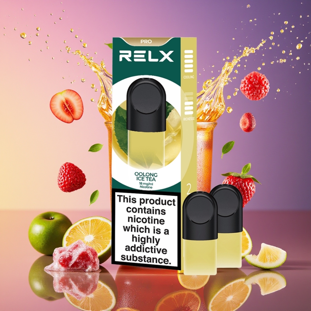 RELX Pod Pro 1 Mund Oolong Is Te med 1,8% Nikotin & Fantastisk Smag Super Blød Oplevelse 1,9 ml, Komfortabel Temperatur, Optimiseret Modstand, Hurtig Aktivering, Stille Brug, Rig Damp Engros Danmark