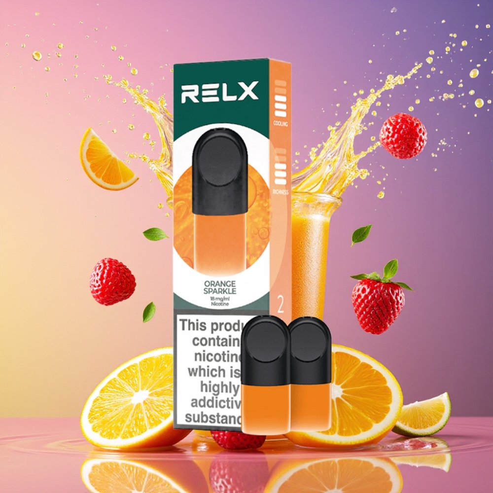RELX Pod Pro 1 Mund Orange Glitre 1,8% Nicotin 1,9 ml Engros Danmark