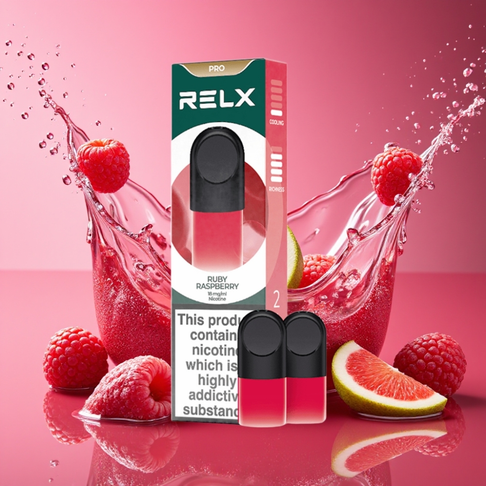 RELX Pod Pro 1 Mund Rubin Hindbær 1,8% Nikotin 1,9 ml Engros Danmark