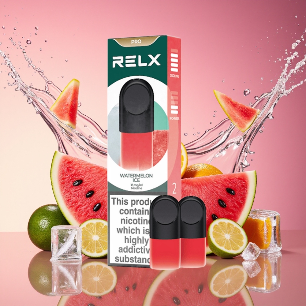 RELX Pod Pro 1 Mund Vandmelon Is 1,8% Nikotin 1,9 ml Flydende Behagelig Temperatur Optimeret Modstand Hurtig Aktivering Stille Brug Rig Damp Engros Danmark