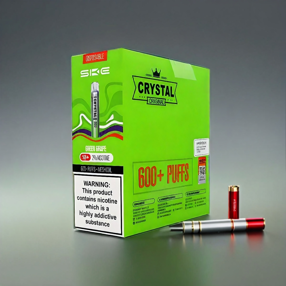 SKE Crystal BAR 600 0% Grøn Drues 500mAh 600 Puffs Mesh Coil Engros Danmark