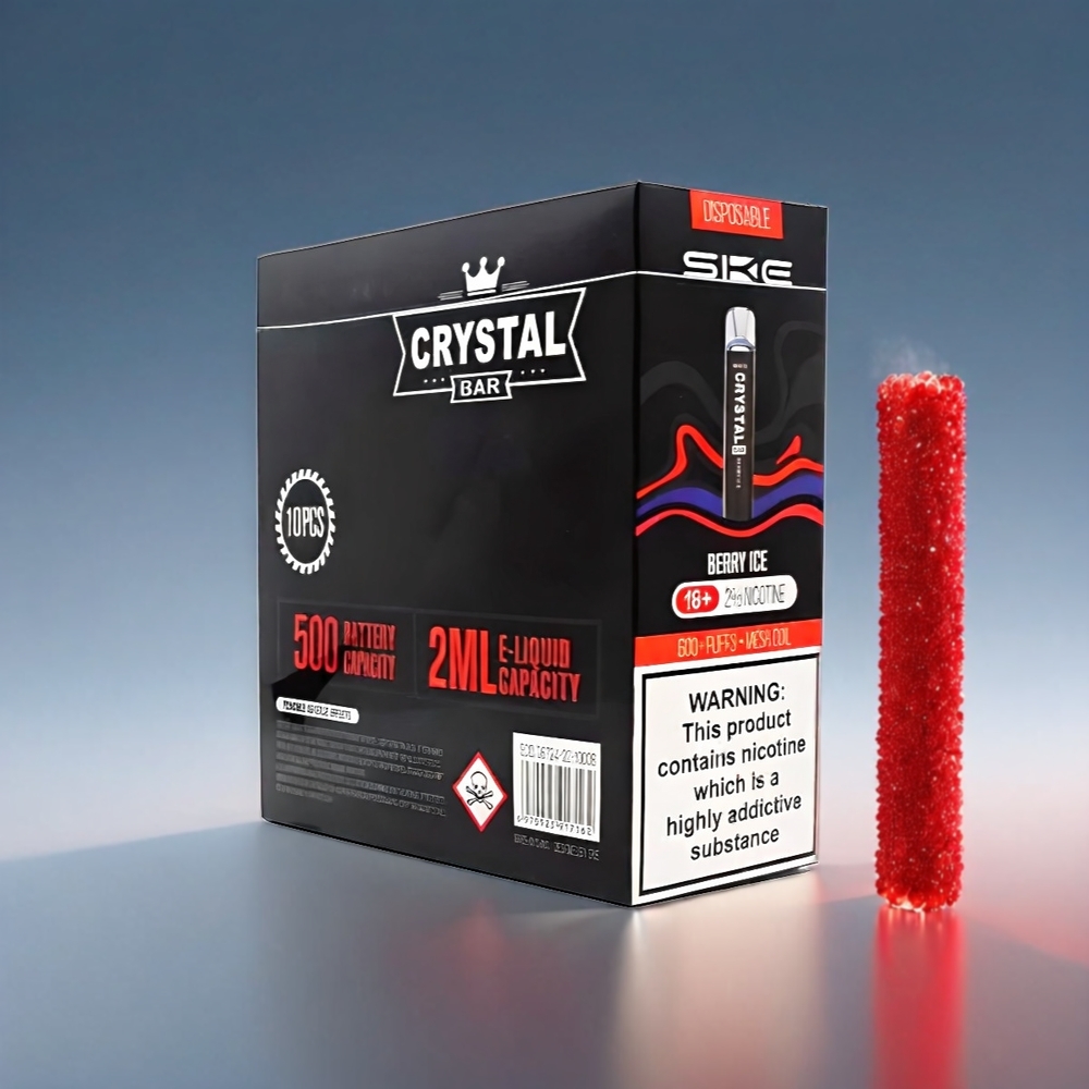 SKE Crystal BAR 600 Bær 0%/2% 500mAh 600 Puffs 2.0ml Mesh Coil Engros Danmark