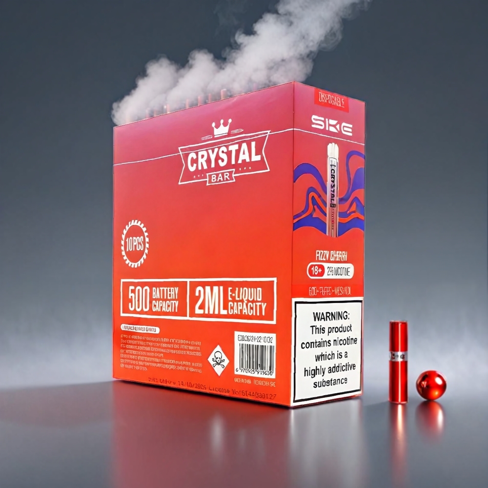 SKE Crystal BAR 600 Frisk Kirsebær 0%/2% 500mAh 600 Puffs 2.0ml Mesh Coil Engros Danmark