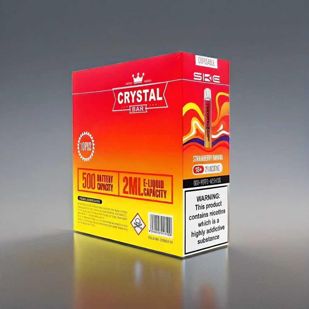 SKE Crystal BAR 600 Jordbær Banan 0% 2.0ml 600 Puffs 3.6V Engros Danmark