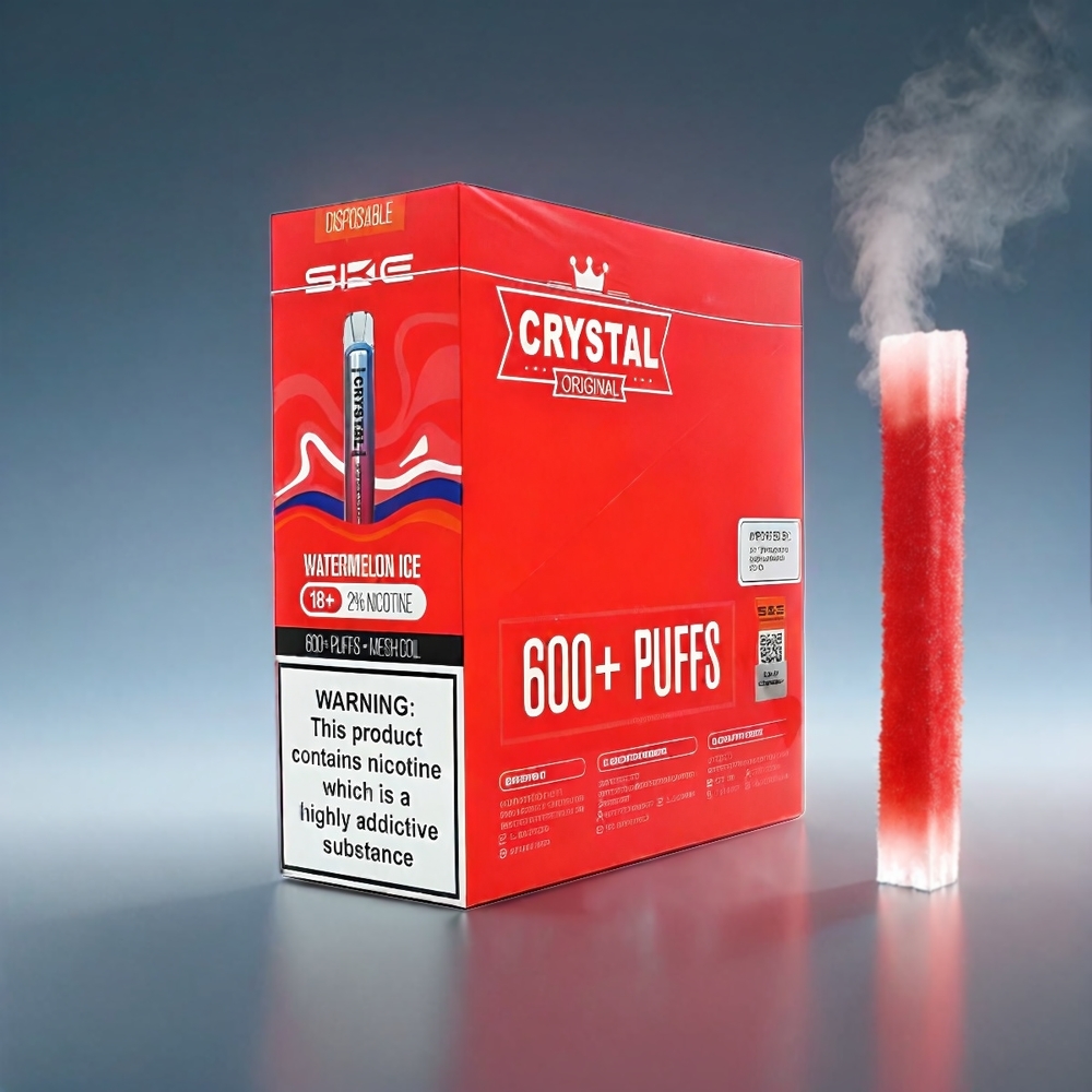 SKE Crystal BAR 600 Vandmelon | 0%/2% Nicotin, 500mAh, 600 Puffs, 2.0ml, 1.29 Ohm, Mesh Coil, 3.6V - Engros Danmark