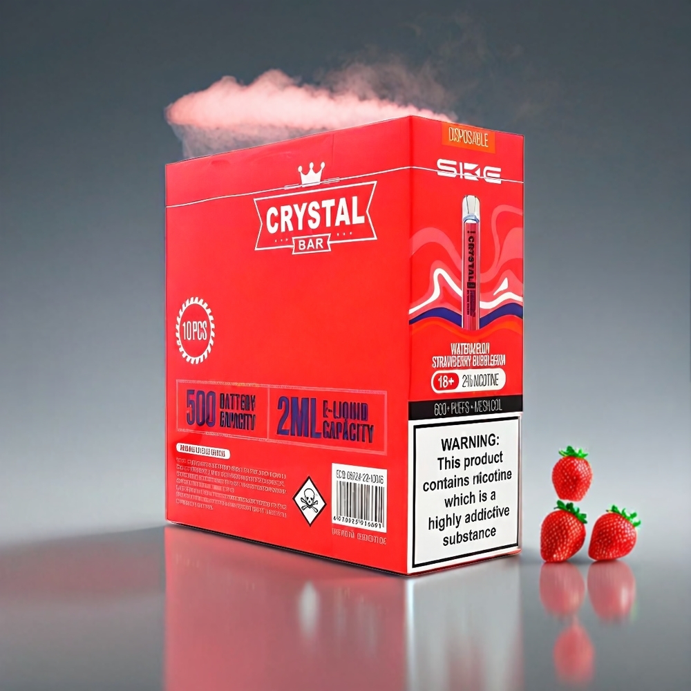 SKE Crystal BAR 600 Vandmelon Jordbær Bubblegum 0%/2% Nikotin 500mAh 600 Puffs 2.0ml Engros Danmark