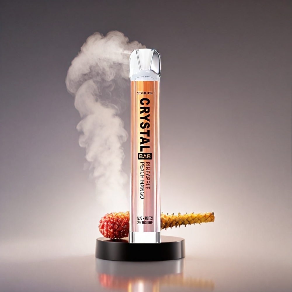 SKE Crystal BAR 600 Vape Ananas Fersken Mango 0%/2% Nikotin 500mAh 600 Puffs 3.6V Mesh Coil Engros Danmark