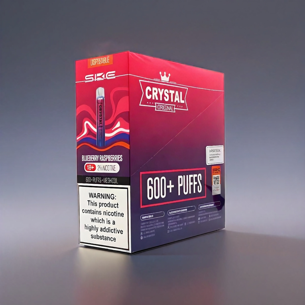 SKE Crystal BAR 600 Vape Blåbær Hindbær - 2ml/600 Puffs/500mAh/3.6V Engros Danmark