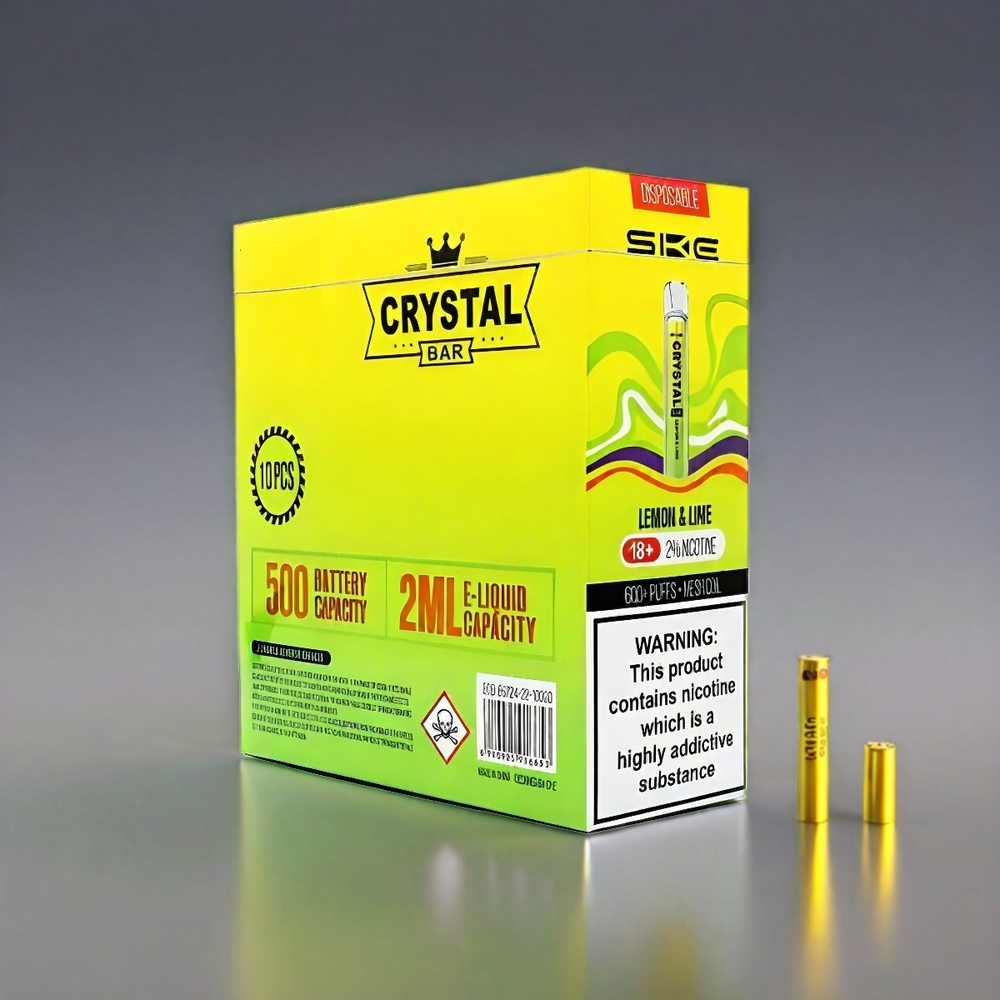 SKE Crystal BAR 600 Vape Citron N Lime 0% 2% 500mAh 600 Puffs 2.0ml Engros Danmark