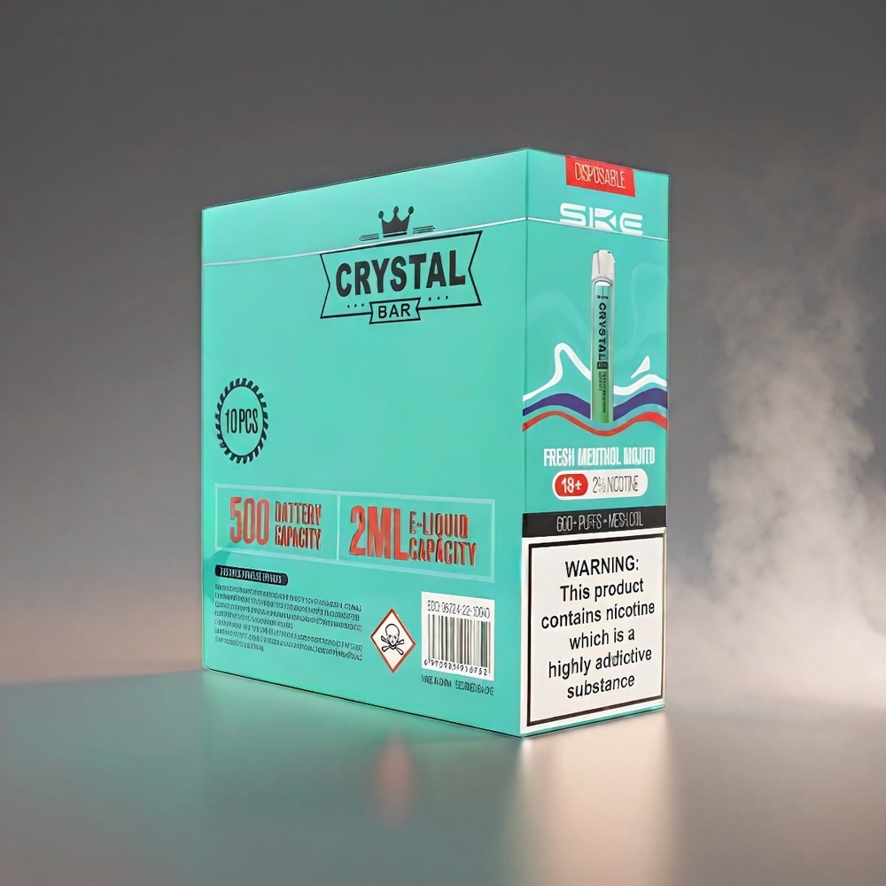 SKE Crystal BAR 600 Vape Friskt Mynte Mojito 2.0ml 600 Puffs 500mAh Mesh Coil Engros Danmark