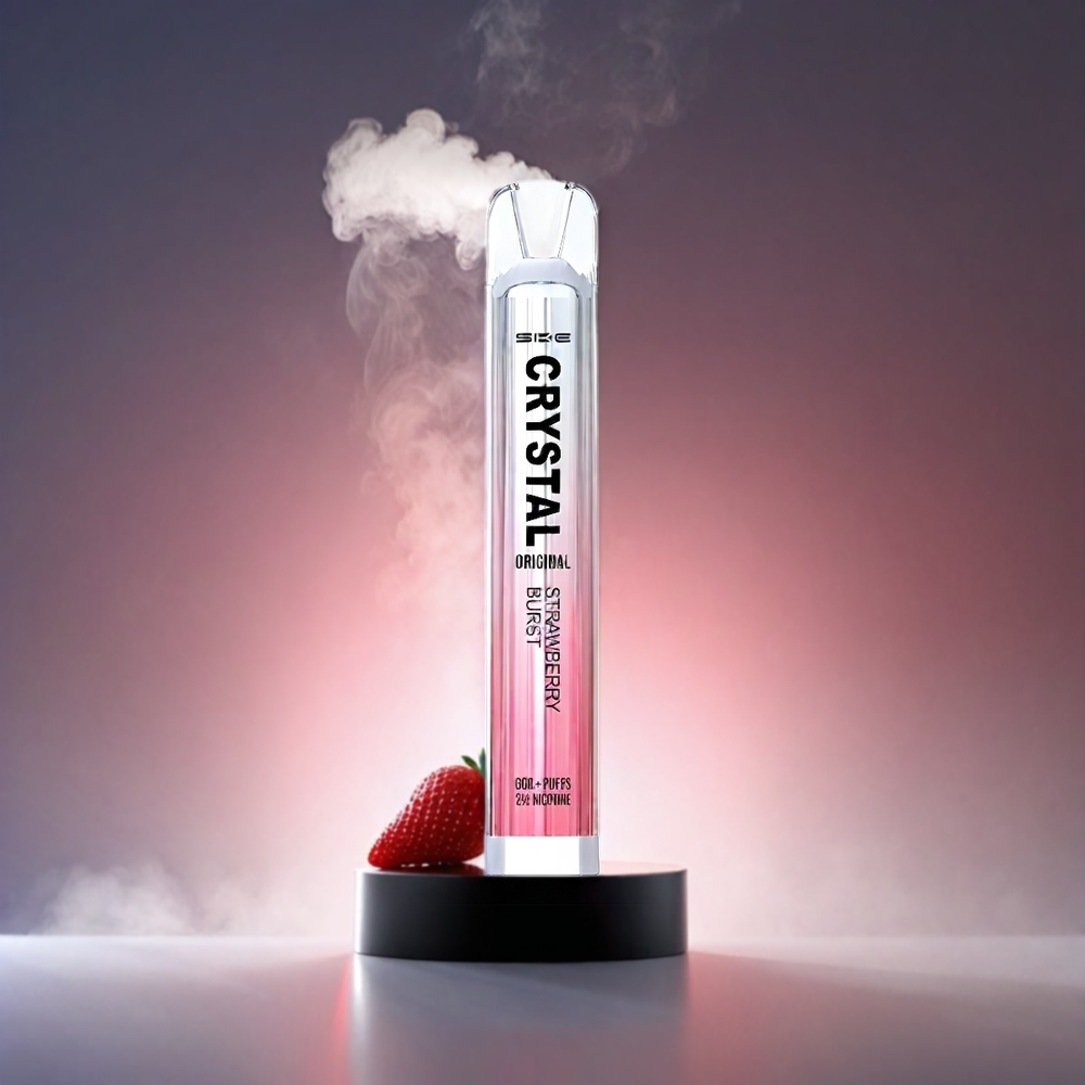 SKE Crystal BAR 600 Vape Jordbær Eksplosion - 2% Nikotin 500mAh 600 Puffs 2.0ml Engros Danmark