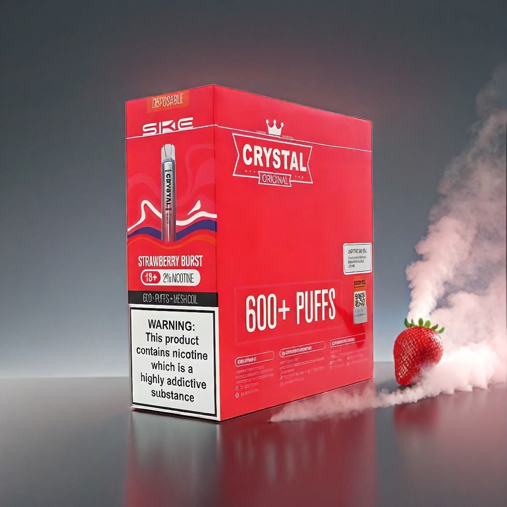 SKE Crystal BAR 600 Vape Jordbær Eksplosion - 2% Nikotin 500mAh 600 Puffs 2.0ml Engros Danmark