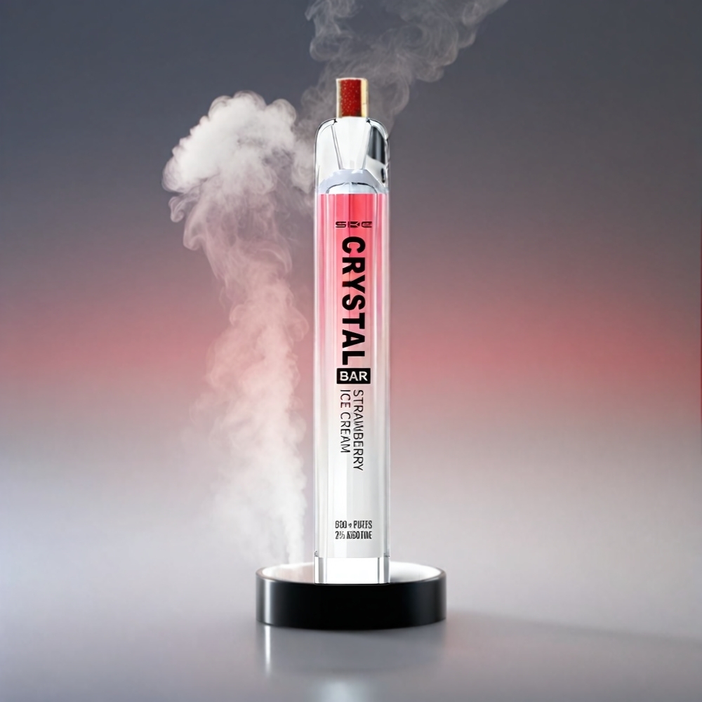 SKE Crystal BAR 600 Vape Jordbær Iscreme 0%/2% Nicotin 500mAh 600 Puffs 2.0ml 3.6V Engros Danmark