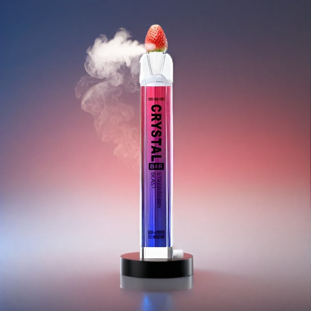 SKE Crystal BAR 600 Vape Jordbær Smæld – 0%/2% Nikotin, 500mAh, 600 Pust, 2.0ml Engros Danmark