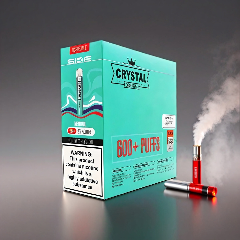 SKE Crystal BAR 600 Vape Menthol 2% 500mAh 600 Puffs 2.0ml Mesh Coil Engros Danmark