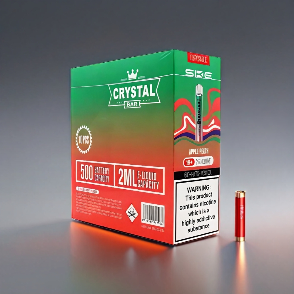 SKE Crystal BAR Æble Fersken 600 Puffs 2.0ml 2% Engros Danmark