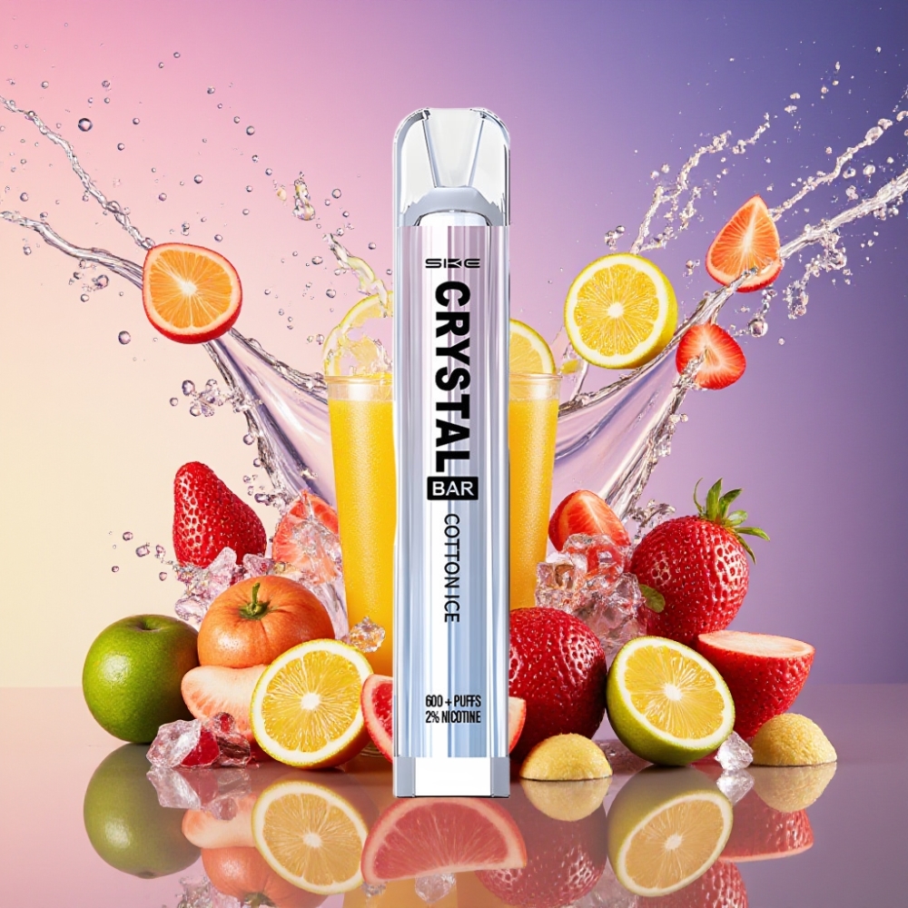 SKE Crystal Bar 600 Engangs Vape Bomuldsis 0%/2% Nikotin 500mAh 600 Pust 2.0ml Engros Danmark