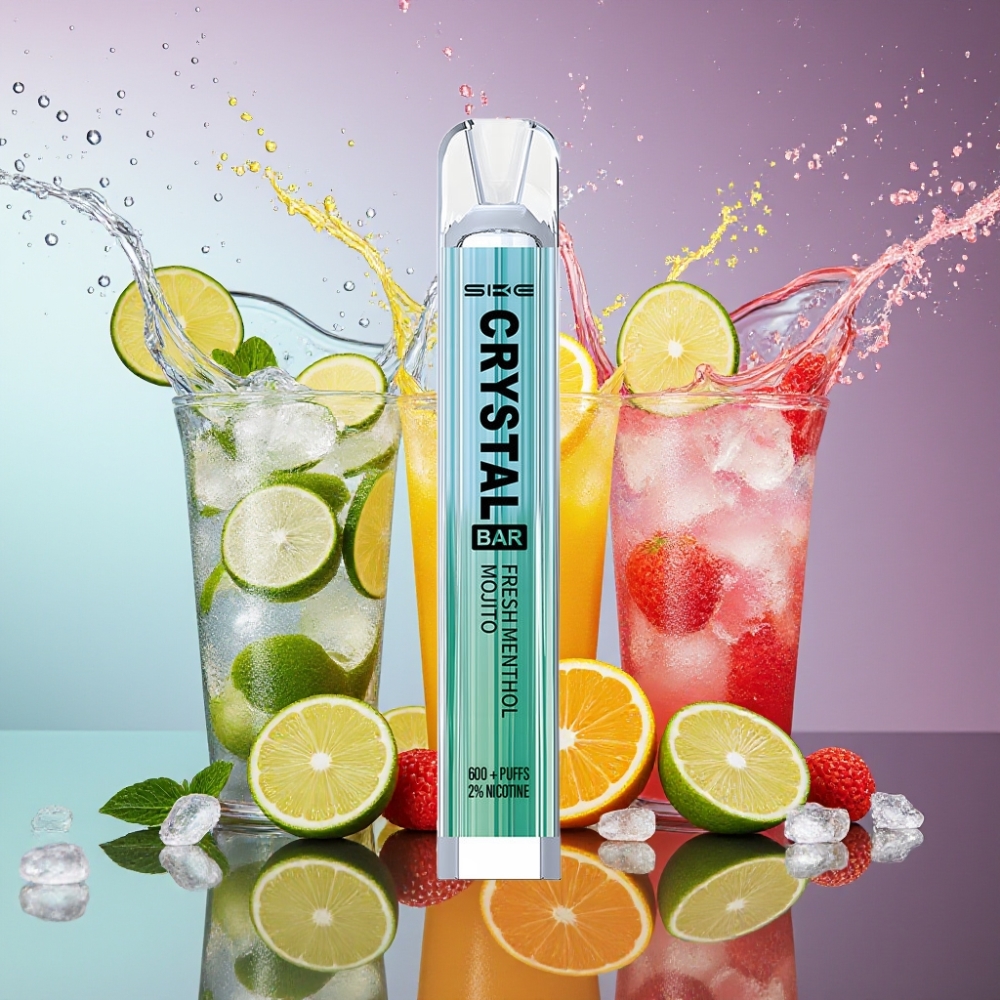 SKE Crystal Bar 600 Engangs Vape Frisk Mynte Mojito 0% Nikotin 500mAh 600 Pust 2.0ml Engros Danmark