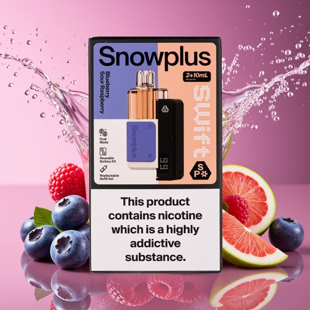 Snowplus Swift 5000 Puffs Blåbær Sur Hindbær 43x81x25 mm 65 g Dual Mesh 1000 mAh 2+10 ml 2% Engros Danmark
