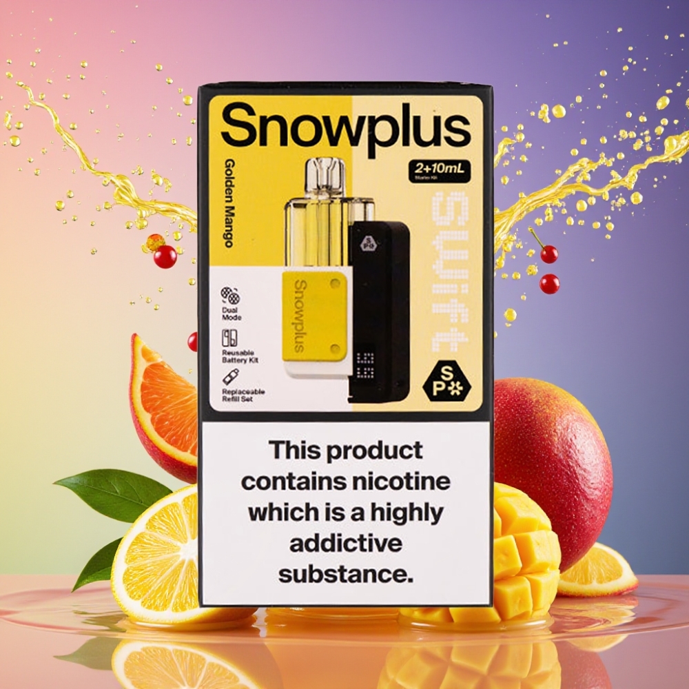 Snowplus Swift 5000 Puffs Dual Mesh 1000 mAh Guld Mango 43x81x25 mm 65 g 2+10 ml 2% Engros Danmark