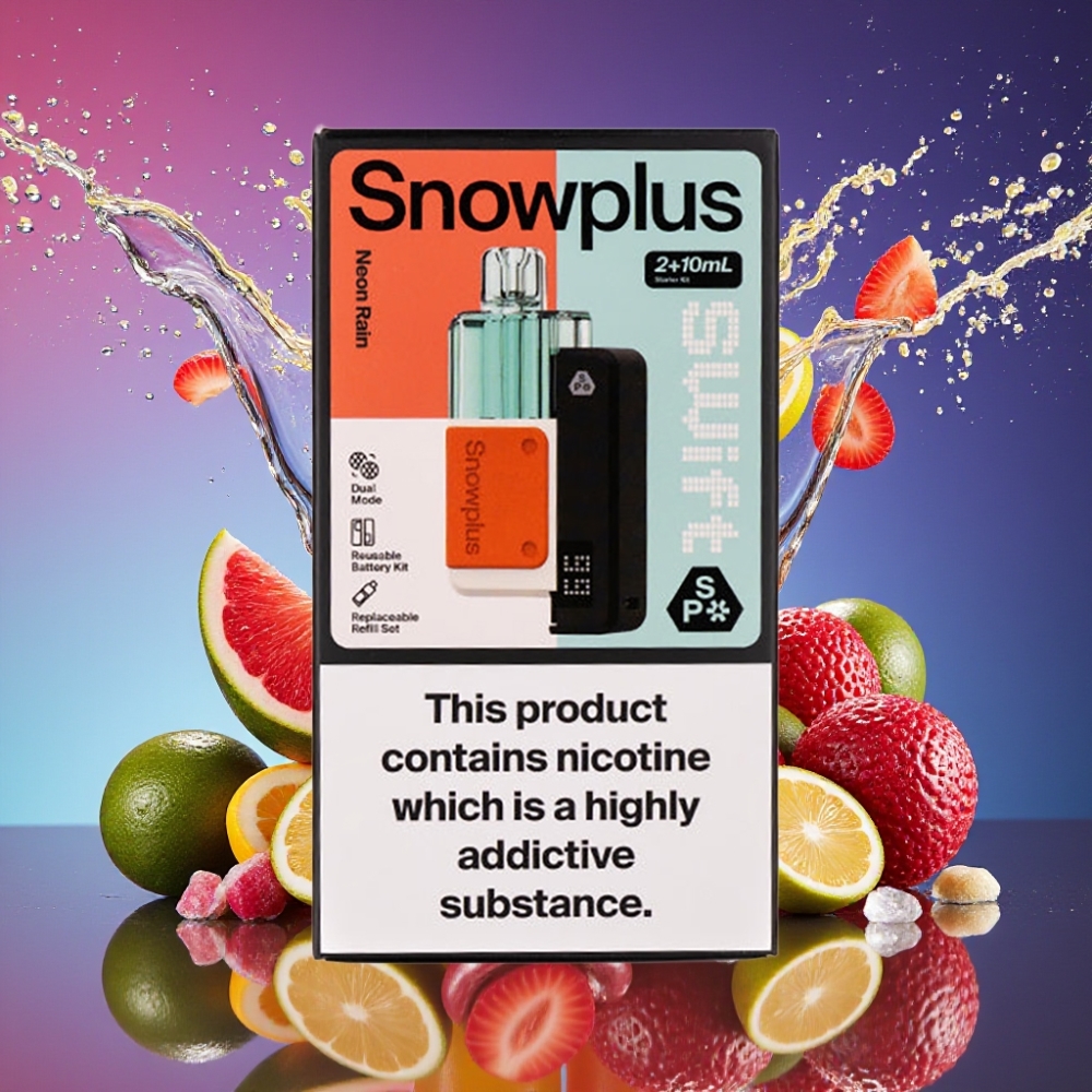 Snowplus Swift 5000 Puffs Dual Mesh 1000 mAh Neon Regn 43x81x25 65g 2+10ml 2% Engros Danmark
