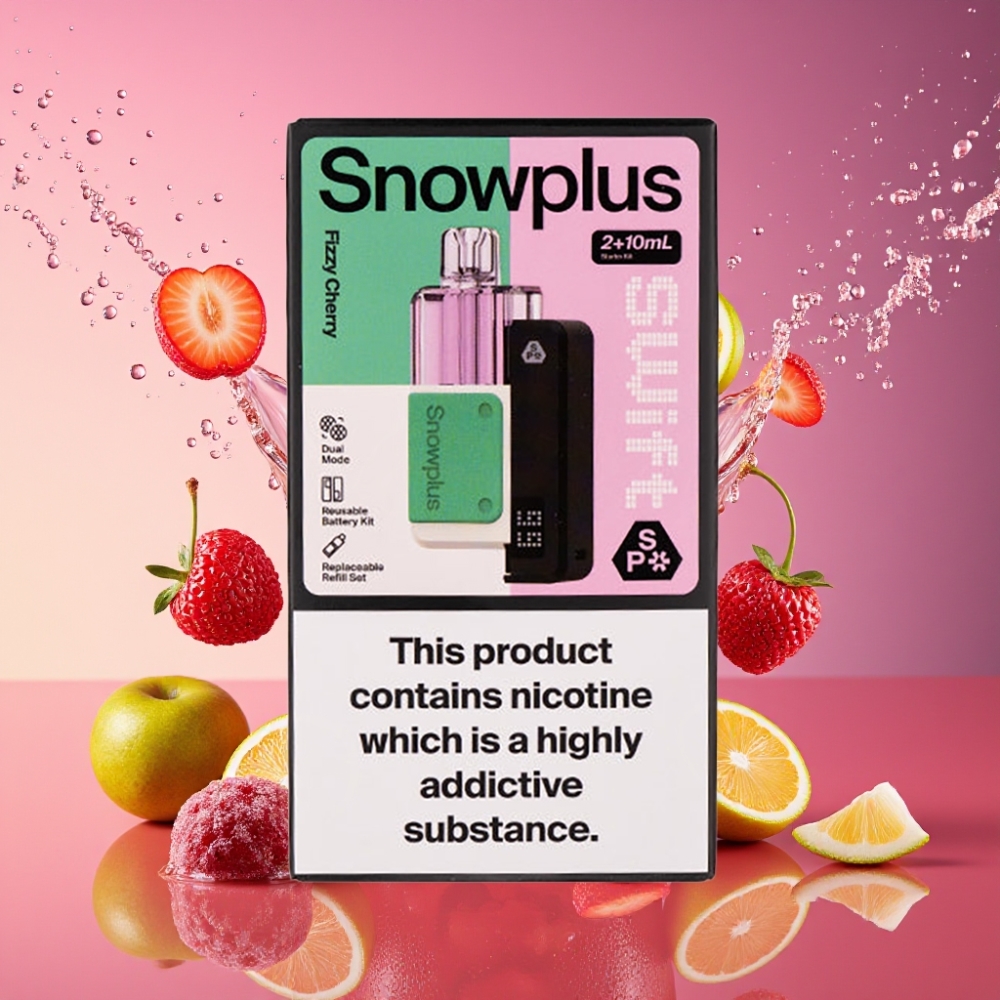 Snowplus Swift 5000 Puffs Frisk Kirsebær 43x81x25mm 65g Dual Mesh 1000mAh 2+10ml 2% Engros Danmark