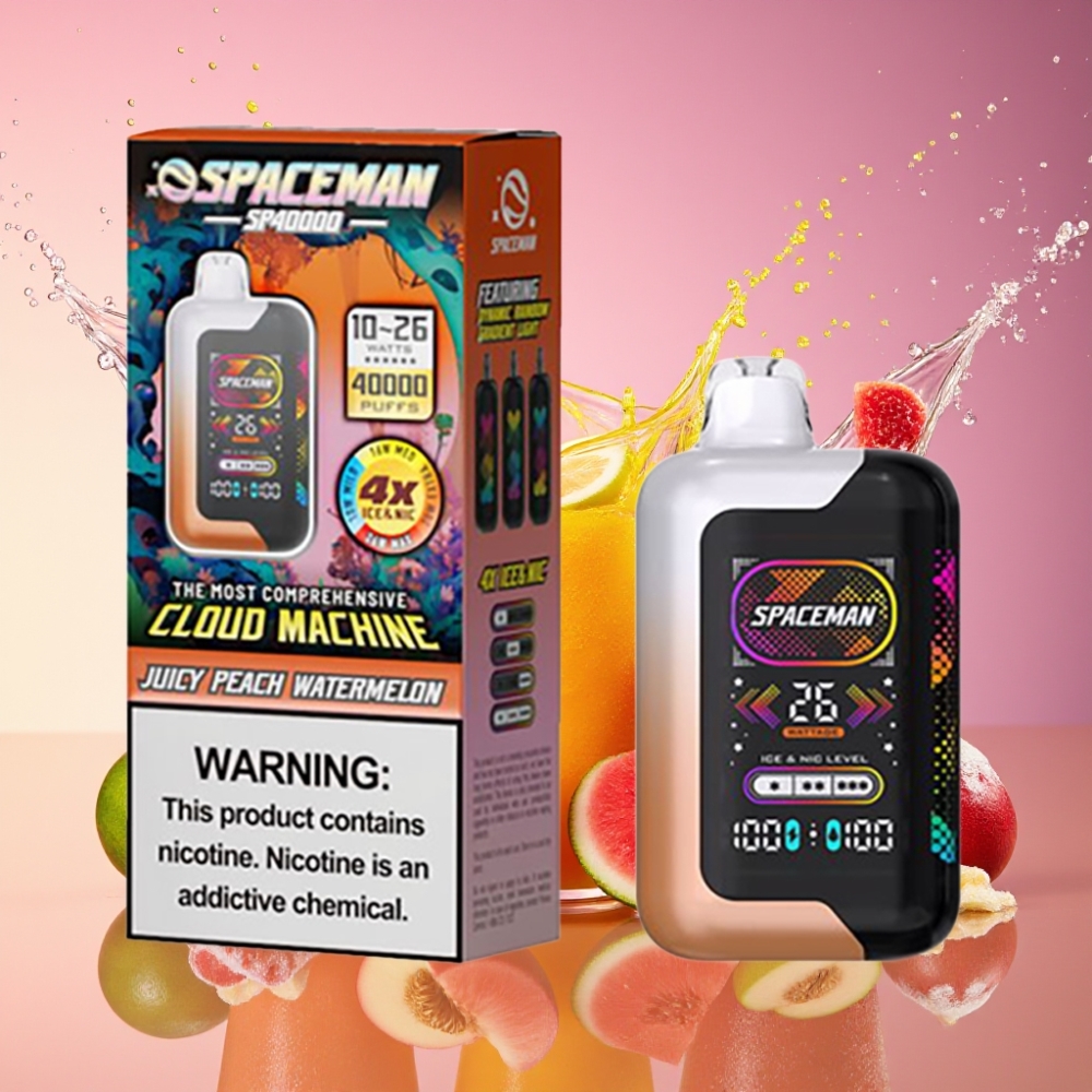 SPACEMAN SP40000 Disposable 2mund Juicy Peach Vandmelon 1000mAh 20ml 50mg Engros Danmark