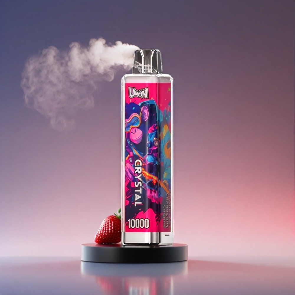 UWIN Crystal 10000 Puffs E-Cigaret Jordbær Tranebær Kirsebær 18ml 650mAh Type-C RGB 0.8Ω Engros Danmark