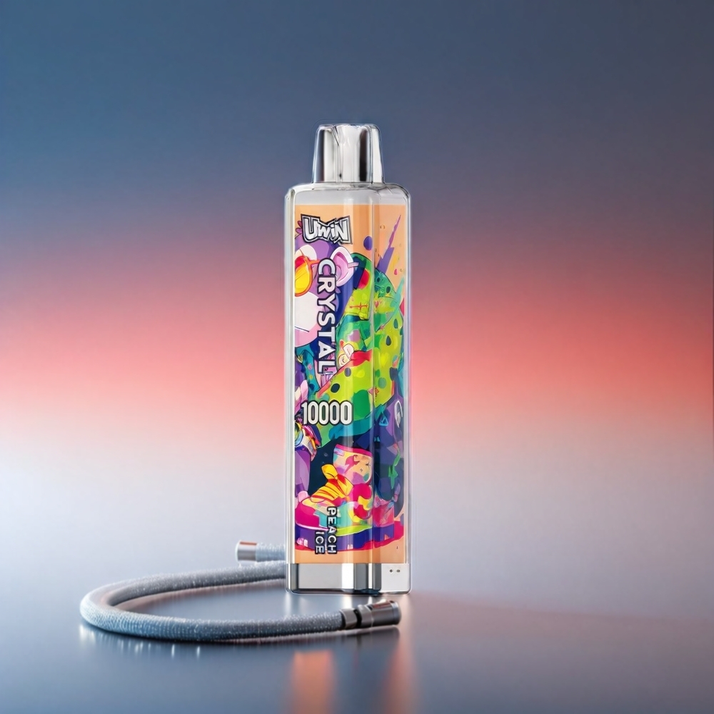 UWIN Crystal 10000 Puffs Fersken med RGB lys 0%/2%/3%/5% 18ml 650mAh Type-C 0.8 Ohm Engros Danmark