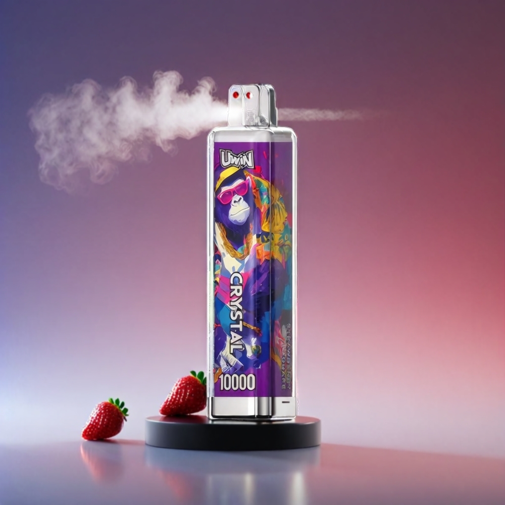 UWIN Crystal 10000 Puffs Jordbær Drue 0% 2% 3% 5% Nikotin 18ml 650mAh Type-C RGB Engros Danmark