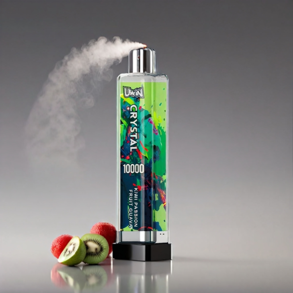 UWIN Crystal 10000 Puffs RGB Vape Kiwi Passionfrugt Guava 0%/2%/3%/5% 18ml 650mAh Type-C 0.8Ω 200stk Engros Danmark