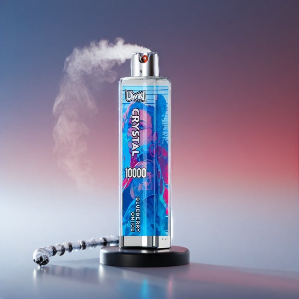 UWIN Crystal 10000 Puffs Vape Blåbær På – 18ml, 650mAh, Type-C, RGB-lys, 200 stk Engros Danmark