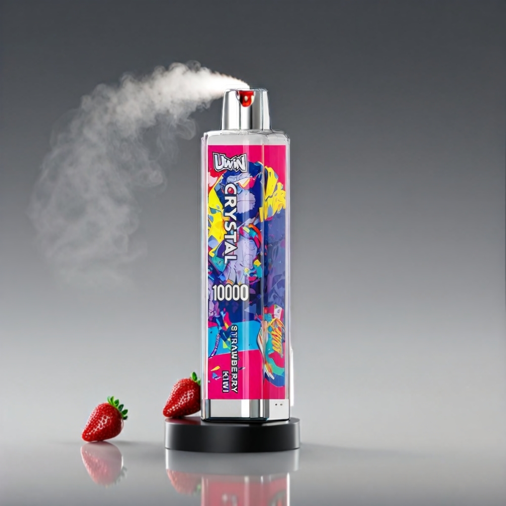 UWIN Crystal 10.000 Pust Jordbær Kiwi RGB Lys 0%/2%/3%/5% 18ml 650mAh Type-C 0.8 Ohm Engros Danmark