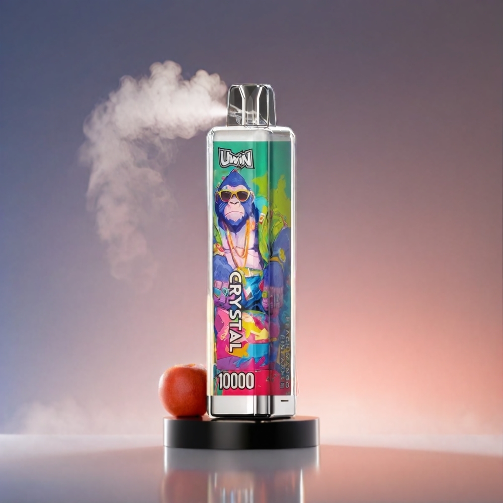 Uwin Crystal 10000 Puffs Fersken Mango Ananas – RGB lys, Type-C opladning, 18ml, 0.8 Ohm mesh coil + Engros Danmark