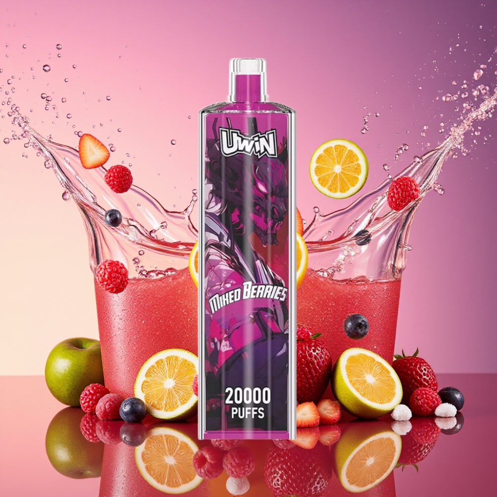 Uwin Shisha Hookah Crystal 20000 Puffs Blandede Bær Nicotine 0%-5% 22ml 650mAh Type-C Mesh Coil DTL Engros Danmark