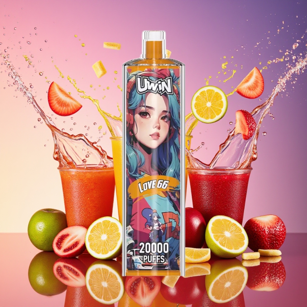 Uwin Shisha Hookah Crystal 20000 Puffs Kærlighed 66 0%-5% Nikotin 22ml 650 mAh Type-C Mesh Coil DTL Engros Danmark