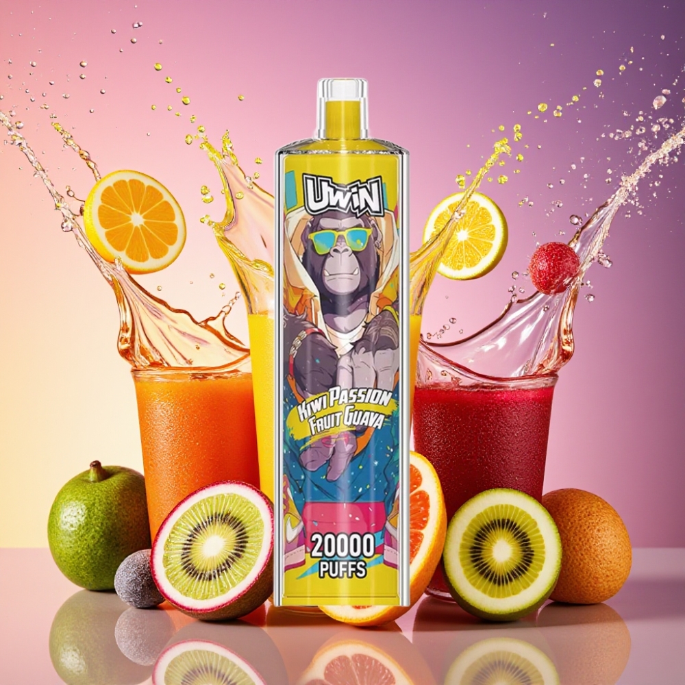 Uwin Shisha Hookah Crystal 20000 Puffs Kiwi Passionfrugt Guava 0%/2%/3%/5% 22ml 650mAh Type-C Mesh Coil DTL Engros Danmark